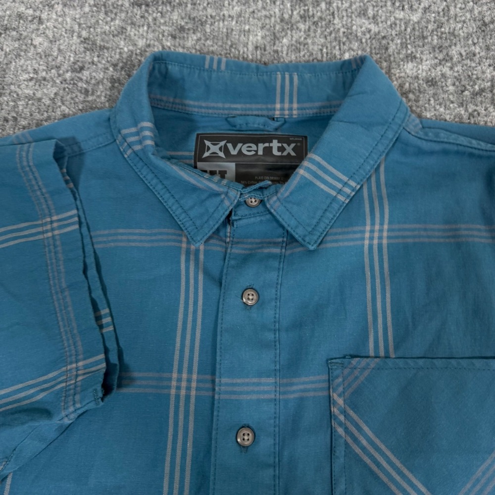 Vertx Plaid Tactical CCW Shirt Men XL Blue Cotton Blend Stretch Half Snap Button